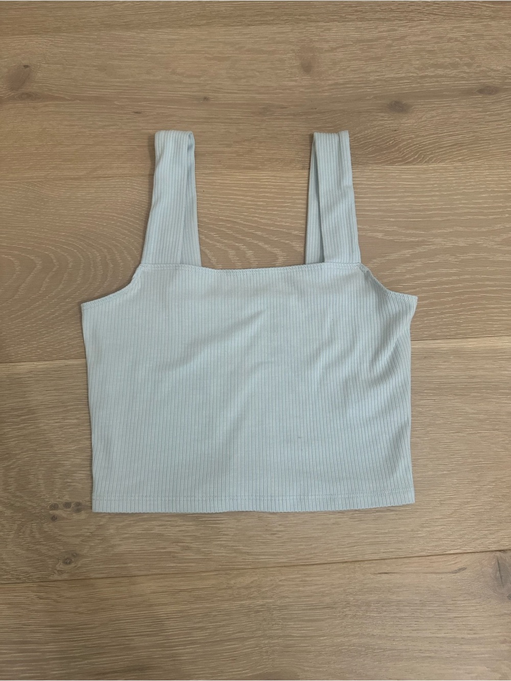 American Eagle Outfitters Ribbed Square Crop Tank - Light Blue